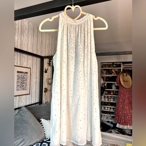 White silk Alice + Olivia minidress with silver rhinestones size XS/S